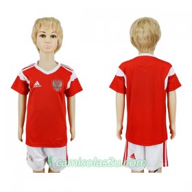 Camisolas de Futebol Rússia Criança Equipamento Principal Copa do Mundo 2018 Manga Curta